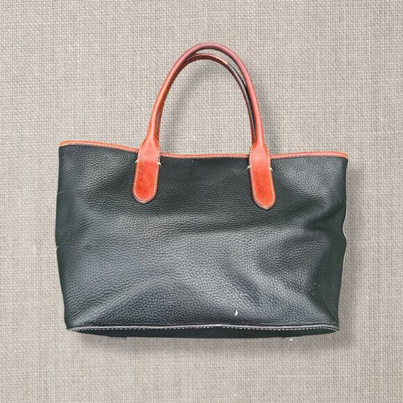 Vintage Dooney & Bourke Black Pebbled Leather Tote Bag with Red Trim - Picture 3 of 12